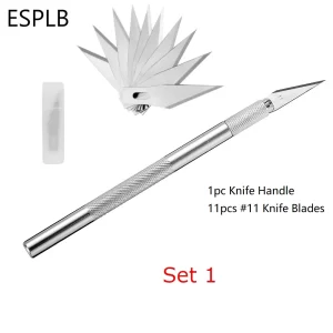 #11 Craft Knife: Knurled Aluminum Handle + 11 Blades