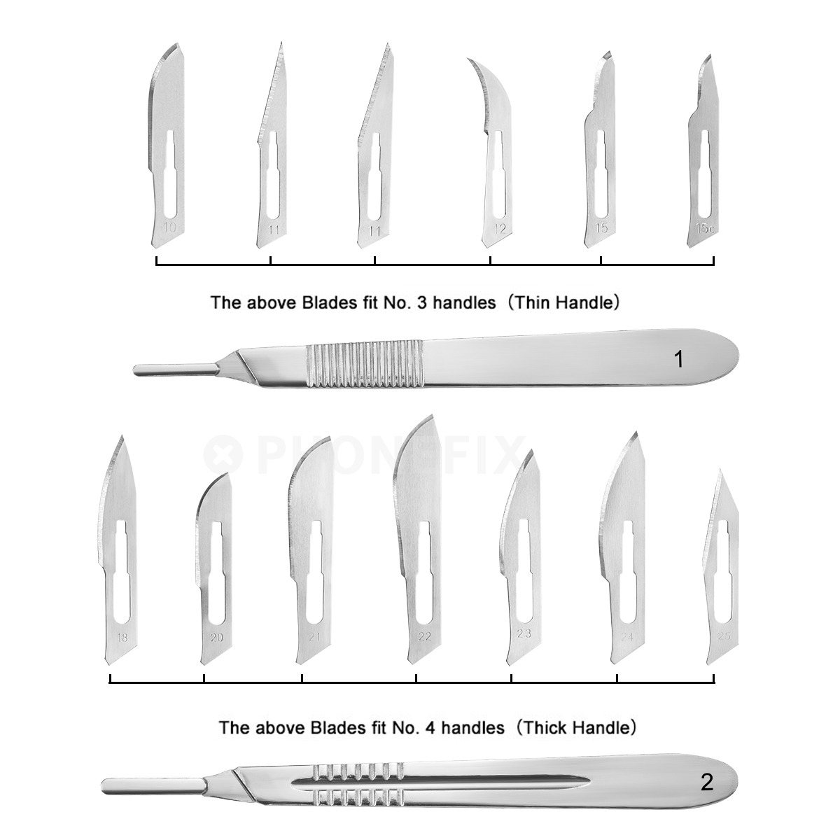 #12 Scalpel Set: #3 Stainless Handle + 10 Sterile #12 Blades - Image 3