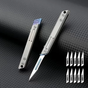 Mini Folding Scalpel Keychain with 10 #11 Blades
