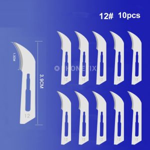 #12 Scalpel Set: #3 Stainless Handle + 10 Sterile #12 Blades