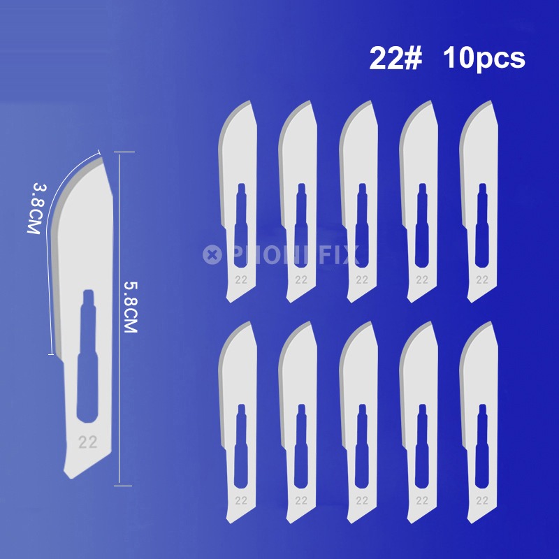 #22 Scalpel Set: #4 Stainless Handle + 10 Sterile #22 Blades