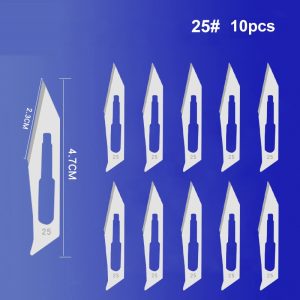 #25 Scalpel Set: #4 Stainless Handle + 10 Sterile #25 Blades