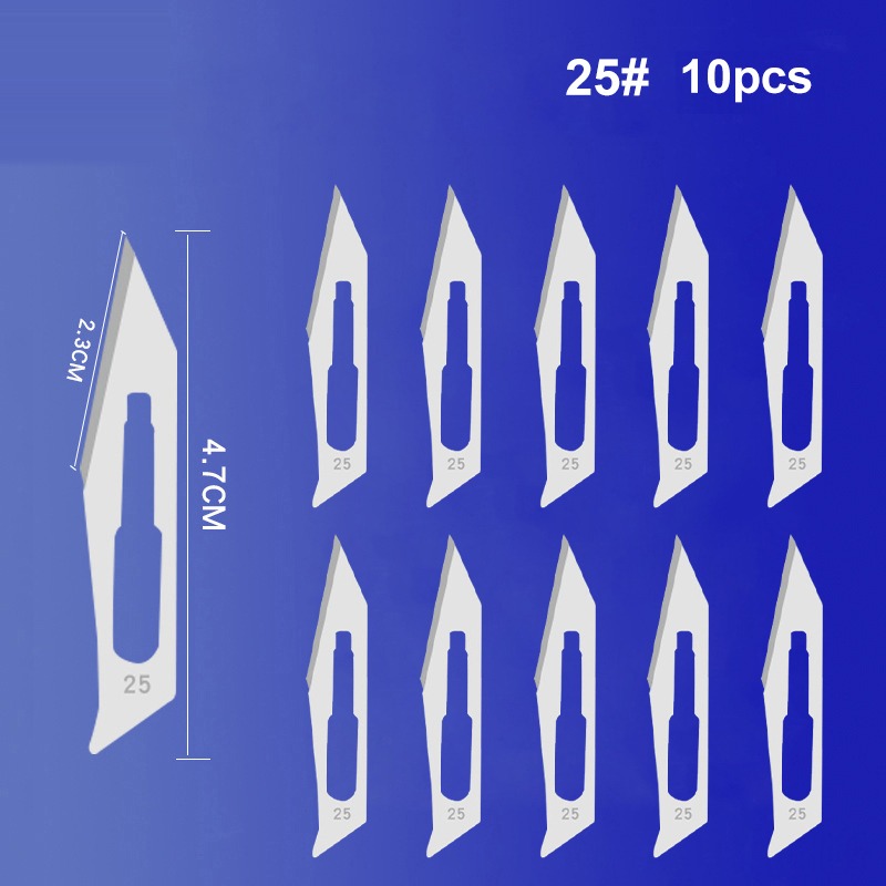 #25 Scalpel Set: #4 Stainless Handle + 10 Sterile #25 Blades