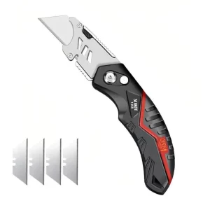 Folding Utility Knife with Safety Lock and Spare Blades