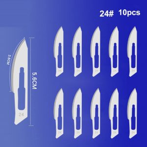 #24 Scalpel Set: #4 Stainless Handle + 10 Sterile #24 Blades