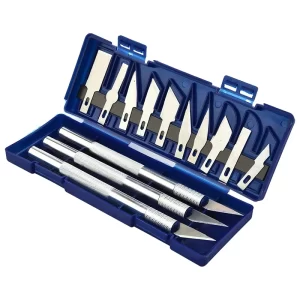 Craft Knife Kit: 3 Handles, 10 Blades and Storage Case