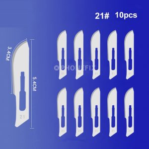 #21 Scalpel Set: #4 Stainless Handle + 10 Sterile #21 Blades